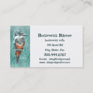 Watercolor Kingfisher Fishing Tours Business Logo Card