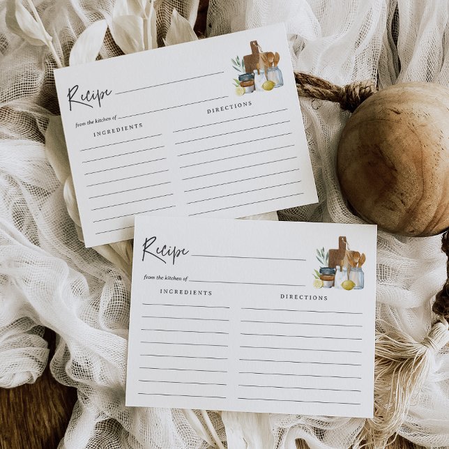 Watercolor Kitchen Bridal Shower Recipe Card (Creator Uploaded)
