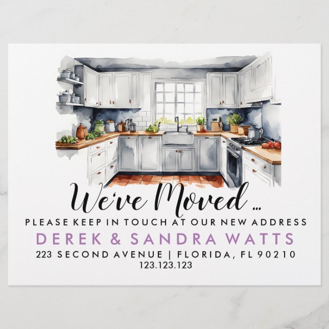 Watercolor kitchen Change of address we've moved Flyer (Front)