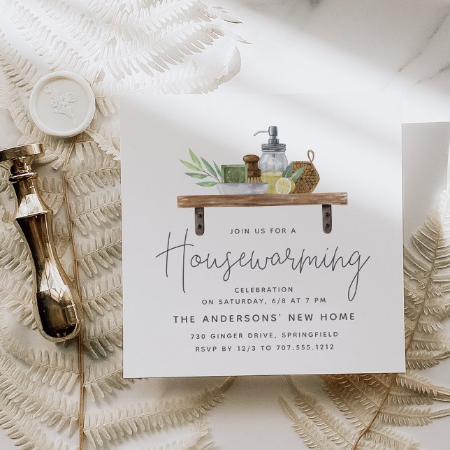 Watercolor Kitchen Shelf Housewarming Party Invitation (Creator Uploaded)