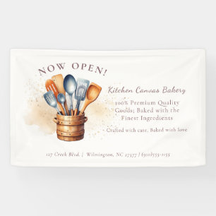 Watercolor Kitchen Utensils Banner