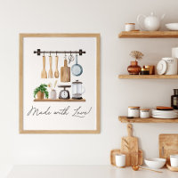 Watercolor Kitchen Utensils Cooking Quote