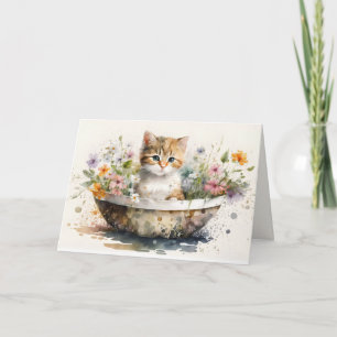 Watercolor Kitten Get Well Soon Card