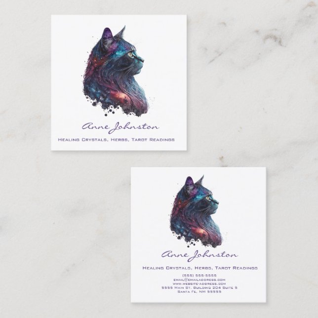 Watercolor Kitty Square Business Card (Front/Back)
