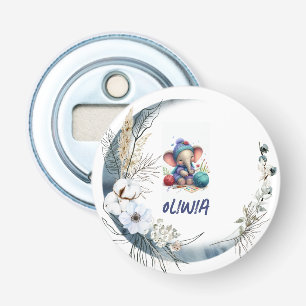 Watercolor knitting elephant bottle opener