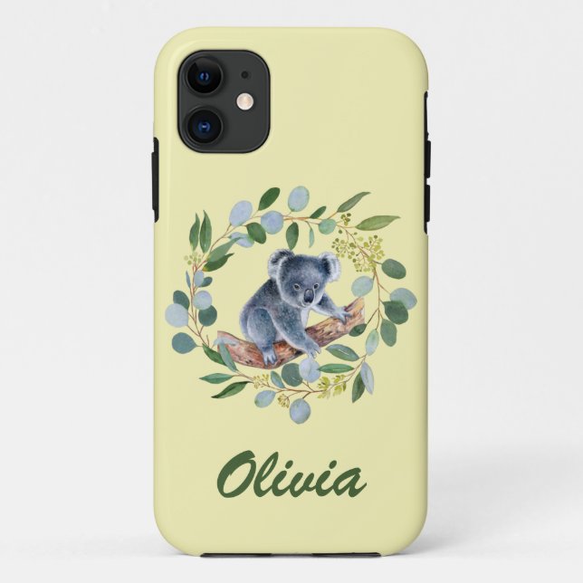 Watercolor Koala and Eucalyptus Wreath  Case-Mate iPhone Case (Back)