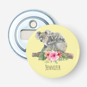Watercolor Koala Bears Cute Mom & Baby Bottle Opener