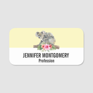 Watercolor Koala Bears Cute Mom & Baby Name Tag