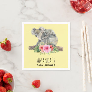 Watercolor Koala Bears Cute Mum & Baby Baby Shower Napkin