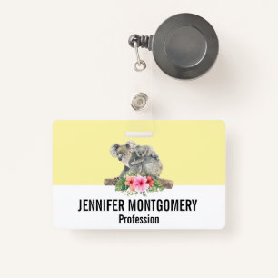 Watercolor Koala Bears Cute Mum & Baby ID Badge