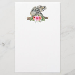 Watercolor Koala Bears Cute Mum & Baby Stationery