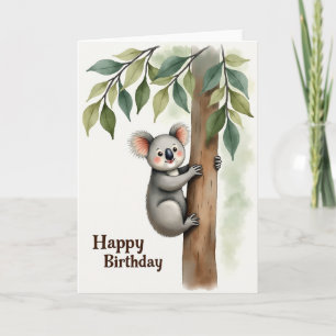 Watercolor Koala Birthday Card