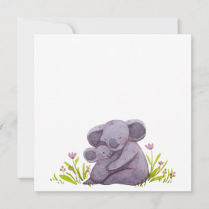 Watercolor Koala Family Invitation