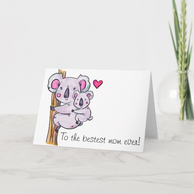 Watercolor Koalas Mothers Day Card (Front)