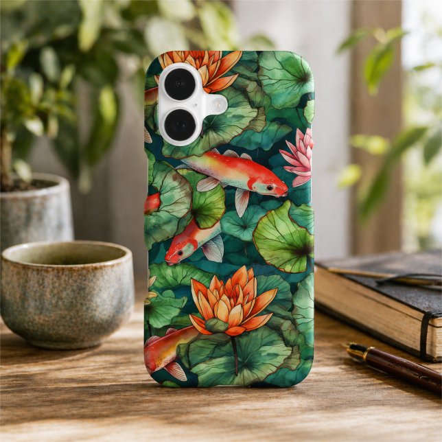 Watercolor Koi and Water Lilies Barely There (Tranquil iPhone Case)