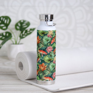 Watercolor Koi and Water Lilies Water Bottle