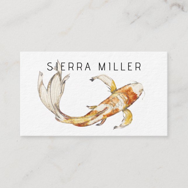 Watercolor koi fish business card (Front)
