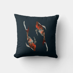 Watercolor koi fish illustration cushion