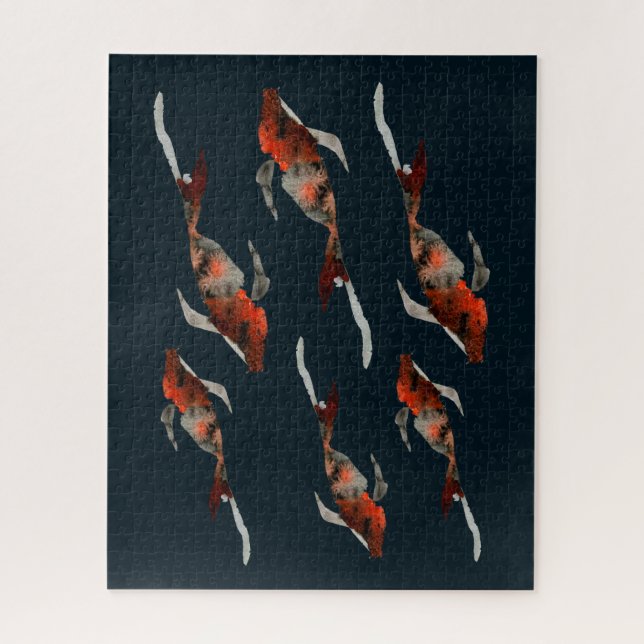 Watercolor koi fish illustration jigsaw puzzle (Vertical)
