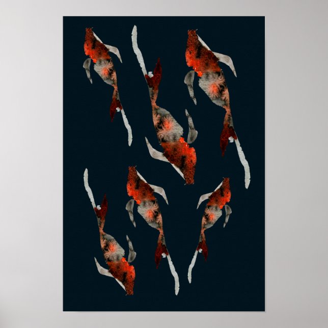 Watercolor koi fish illustration poster (Front)
