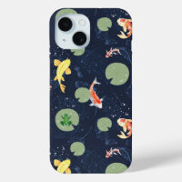 Watercolor Koi Fish Pond Seamless Pattern