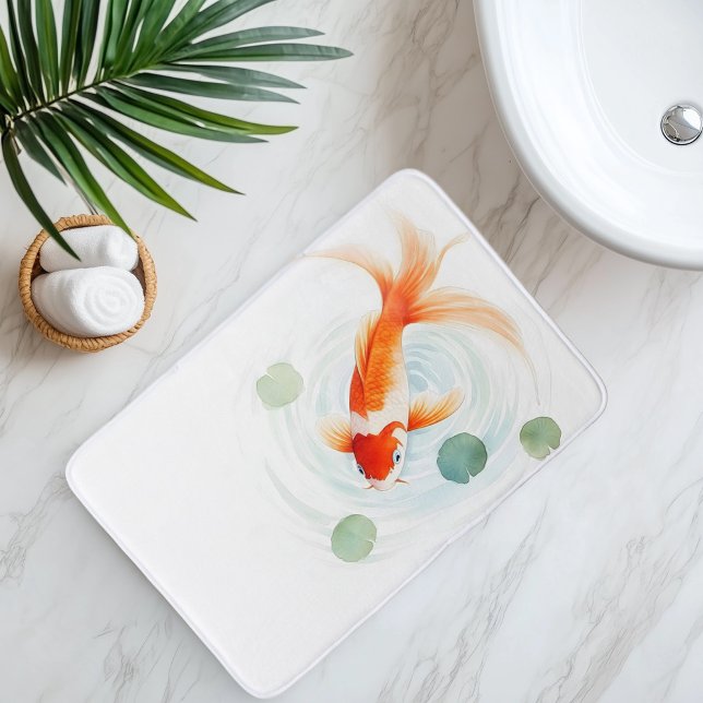 Watercolor Koi Fish Serenity Bath Mat (Creator Uploaded)