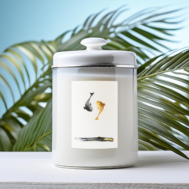 Watercolor Koi Fish Wedding Candle Label (Creator Uploaded)