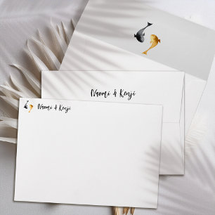 Watercolor Koi Fish Wedding Envelope