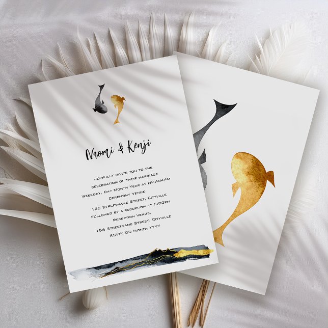 Watercolor Koi Fish Wedding Invitation (Creator Uploaded)