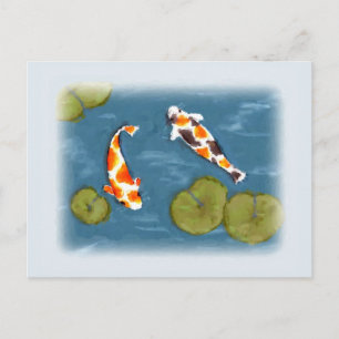 Watercolor Koi Pond Postcard