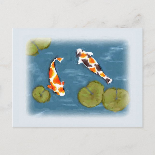 Watercolor Koi Pond Postcard (Front)