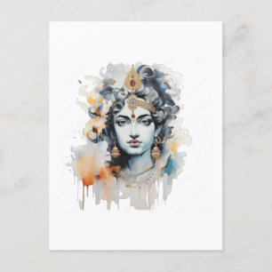 Watercolor Krishna Painting  Postcard