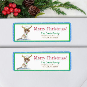 Watercolor Labradoodle Christmas Lights Antlers 