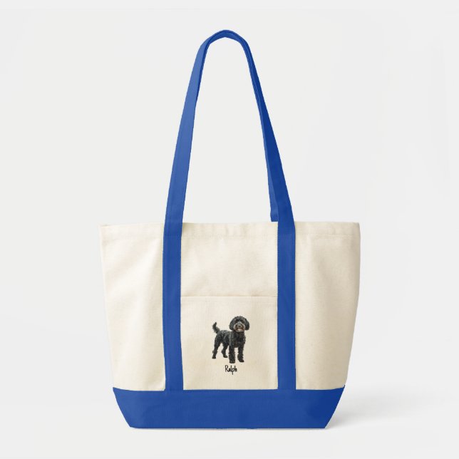 Watercolor Labradoodle Personalised Name Tote Bag (Front)