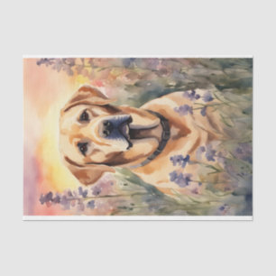Watercolor Labrador in Flowers Decoupage Tissue Paper