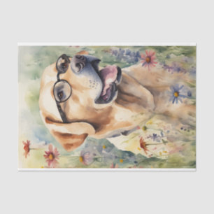 Watercolor Labrador in Flowers Decoupage Tissue Paper