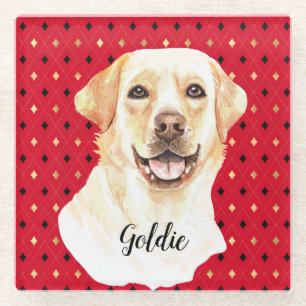 Watercolor Labrador Retriever Dog Personalised Glass Coaster
