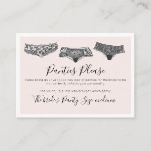 Watercolor Lace Lingerie Panty Game Bridal Shower Enclosure Card