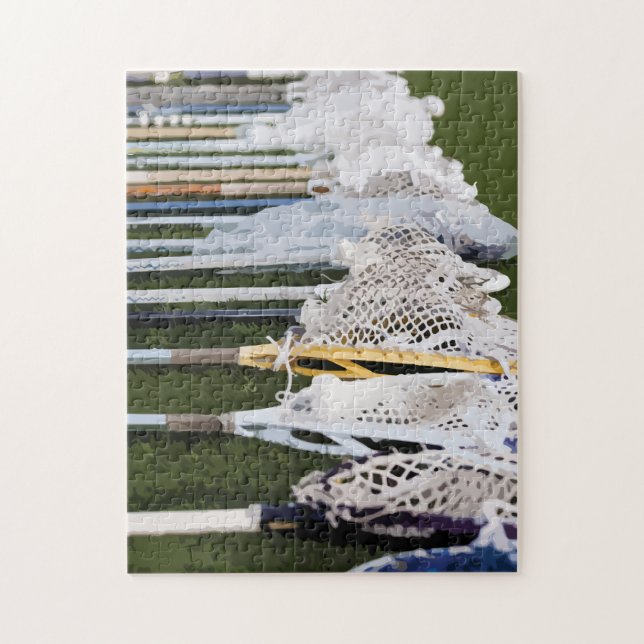 Watercolor Lacrosse Sticks Jigsaw Puzzle (Vertical)