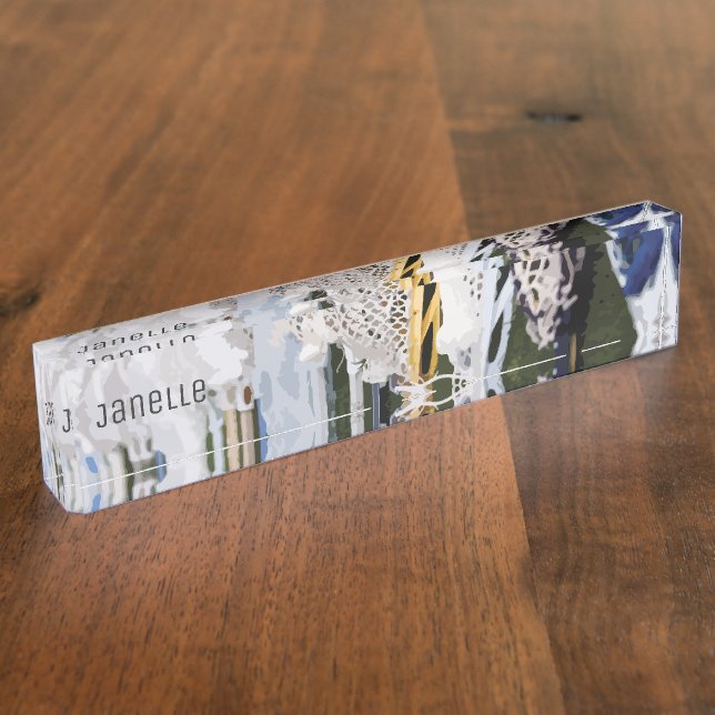 Watercolor Lacrosse Sticks Nameplate (Side)