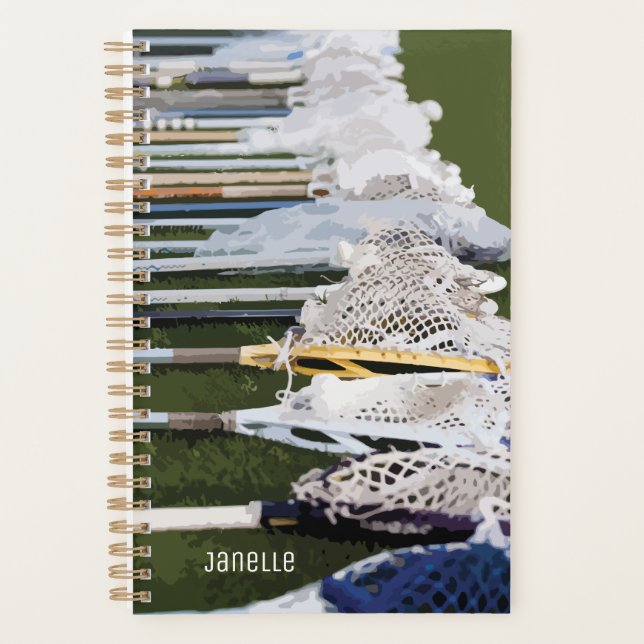 Watercolor Lacrosse Sticks Planner (Front)