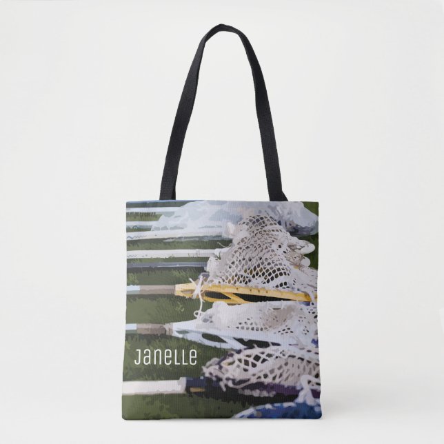 Watercolor Lacrosse Sticks Tote Bag (Front)