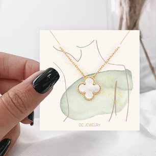 Watercolor Lady Jewellery Necklace Display Square Business Card