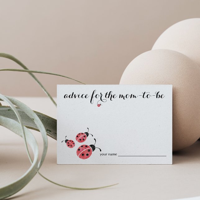 Watercolor Ladybug Advice for Mum Baby Shower Card (Creator Uploaded)