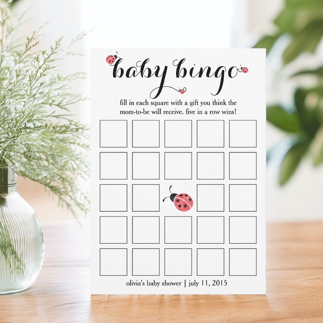 Watercolor Ladybug Baby Shower Bingo Card Game (Creator Uploaded)