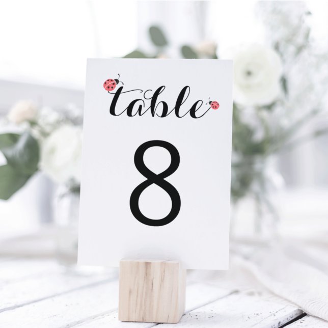 Watercolor Ladybug Baby Shower Table Numbers (Creator Uploaded)