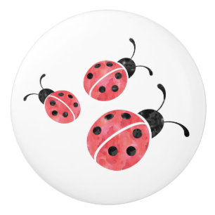 Watercolor Ladybug Ceramic Knobs