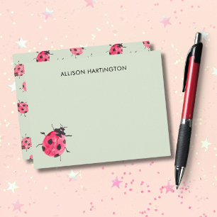 Watercolor Ladybug Garden Cute Sage Thank You Card
