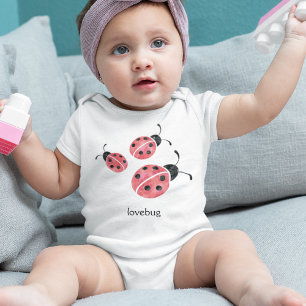 Watercolor Ladybug Lovebug Baby Bodysuit