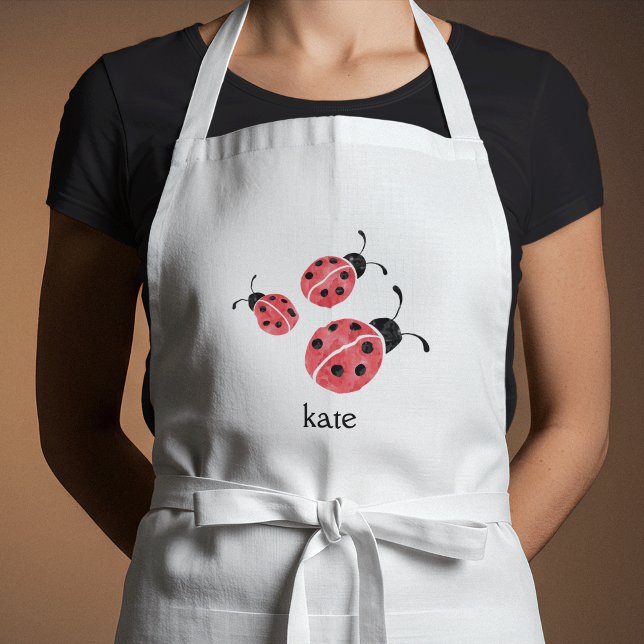 Watercolor Ladybug Personalised Adult Apron (Creator Uploaded)